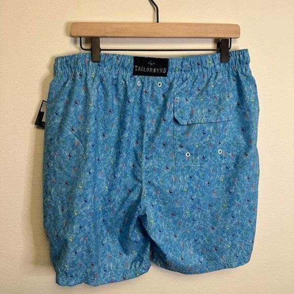 New NWT Tailorbyrd Light Blue Board Shorts Swim Trunks Suit Size Large - Picture 2 of 3